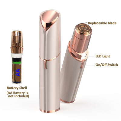 Conduroma Women's Painless Facial Hair Remover - Cordless, AA Battery-Powered (Not Included), with Elegant Metallic Finish - for Face, Upper Lip, Chin, Bikini Line - Travel-Friendly Grooming Tool, Sleek Design, Smooth Finish