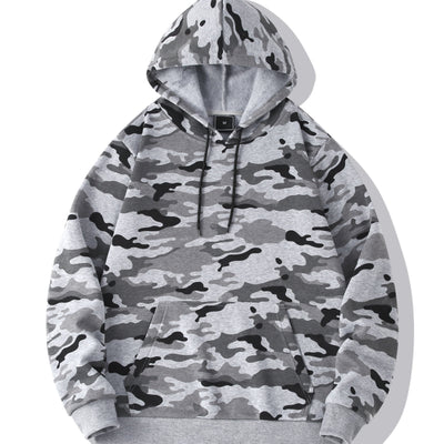 [Camouflage Sweatshirt] Autumn Winter Hooded Men's Camouflage Loose Pullover Fleece Sweatshirt | Fleece, Hooded