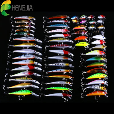 [56pcs Fishing Lures Kit] 56pcs Fishing Lures Kit | Crankbait Tackle Minnow Popper Pencil Swimbaits Hook Hard Baits Set for Pike Carp Bass Freshwater Saltwater | Christmas Gift for Man