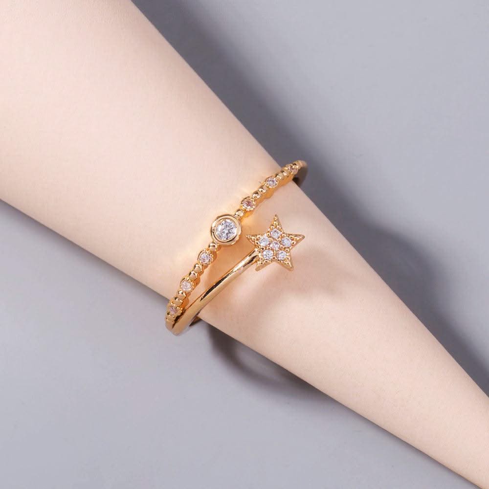 Gold Micro-inlaid Pentagram Ring Accessories For Women - Elanique