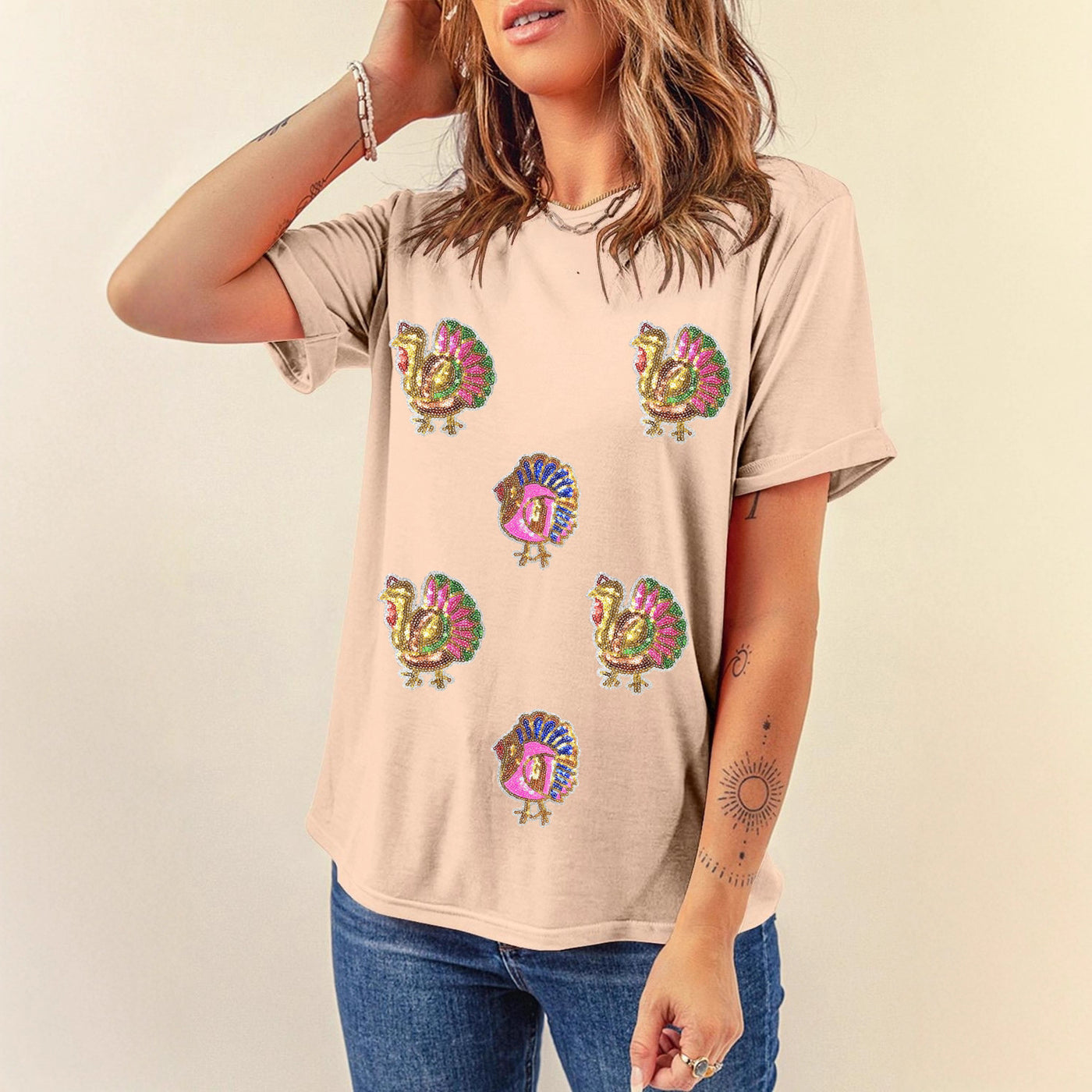 Solid Color Casual T-shirt Women's All-match Short-sleeved Pullover