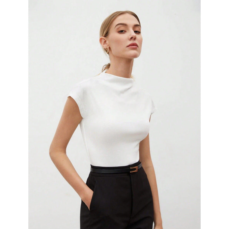 Women's Slim Fit Fashionable All-match Pure Color Tight Half Sleeve