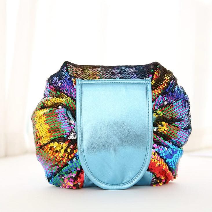 Mermaid Sequins design Cosmetic Bag Drawstring Makeup Case Women Travel Make Up Organizer Storage Pouch Toiletry Wash Kit - Elanique