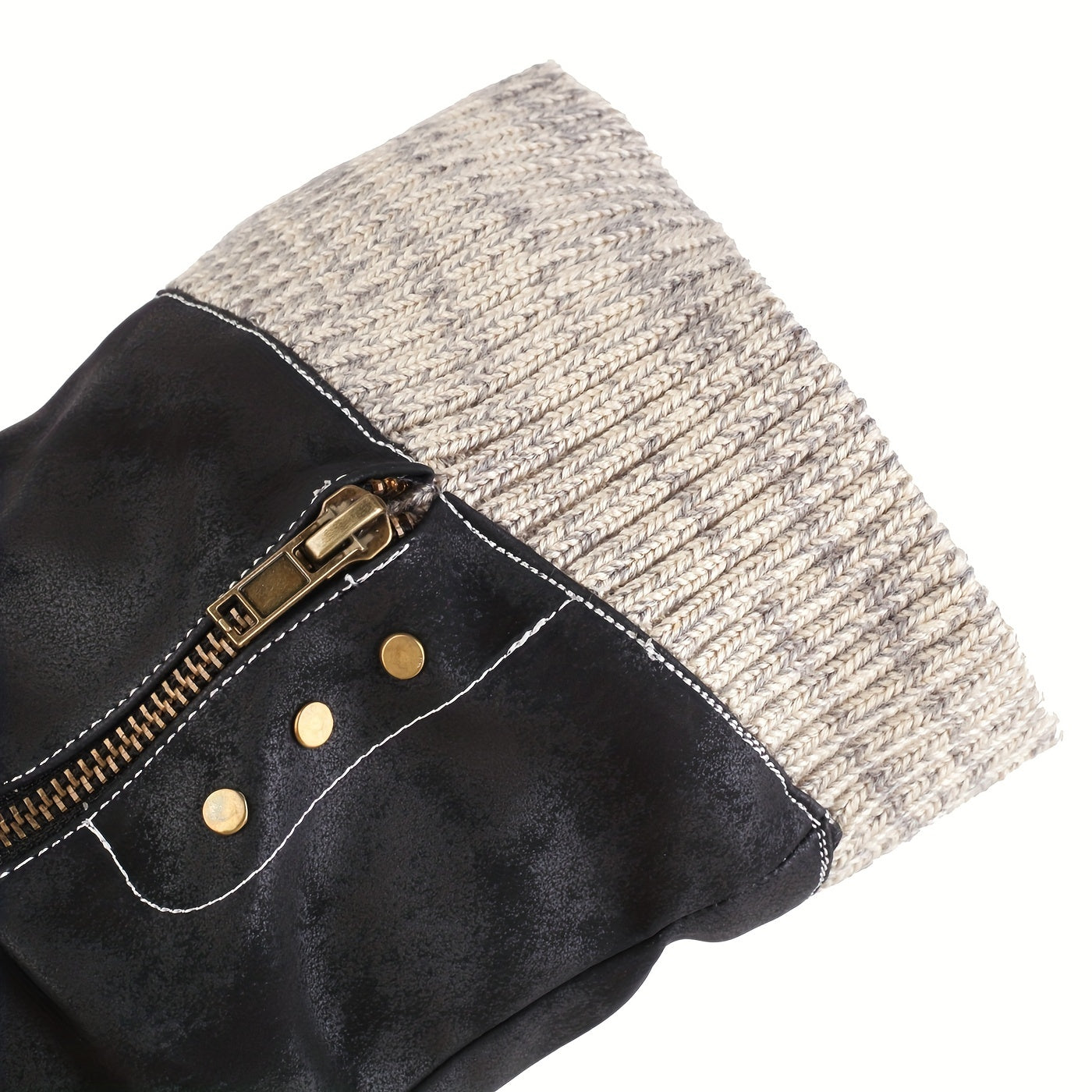 Mid-calf vintage western boots for women; warm, anti-slip, flat, cold-proof long boots in winter.