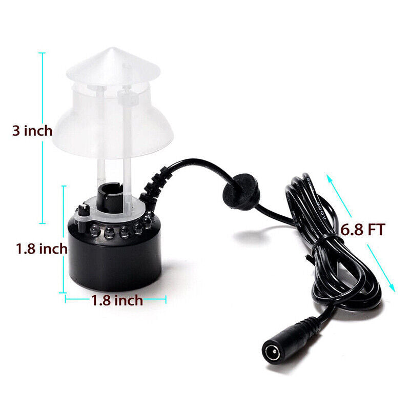 12 LED Ultrasonic Mist Maker Fogger Water Fountain Pond Atomizer Air Humidifier