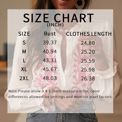 Boho Style Floral Ruffle Blouse, Women's Dressy Casual V-Neck Lantern Sleeve Button Down Shirt