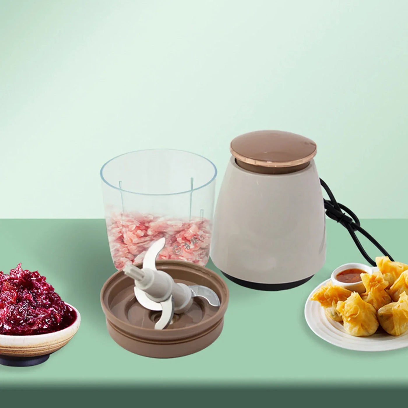 Electric Garlic Chopper Kitchen Gadget Durable Portable Food Processor Blender Shredder for Nuts Meat Garlic Chili Peppers