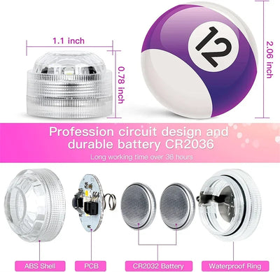 10 LEDs Submersible Light with Remote Control Battery Powered Underwater Night Lamp for Pool Vase Bowl Wedding Party Decoration