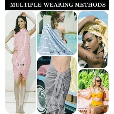 100X180cm Turkish Beach Towel Oversized Sand Free Tassel Quick Dry Swim Extra Large Light Travel for Adults Gifts Accessories ﻿