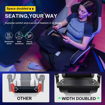 GTPLAYER Fabric Gaming Chair with Footrest, Computer Desk Chair with Pocket Spring Cushion, Home Office Ergonomic Chair
