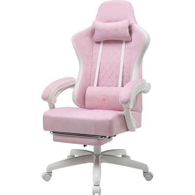 GTPLAYER Fabric Gaming Chair with Footrest, Computer Desk Chair with Pocket Spring Cushion, Home Office Ergonomic Chair