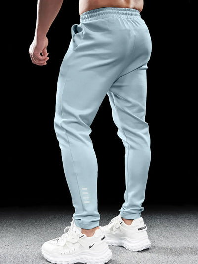Men's athletic casual pants, simple, leg reflective strip design, elastic waistband, suitable for daily, running, multi-scene