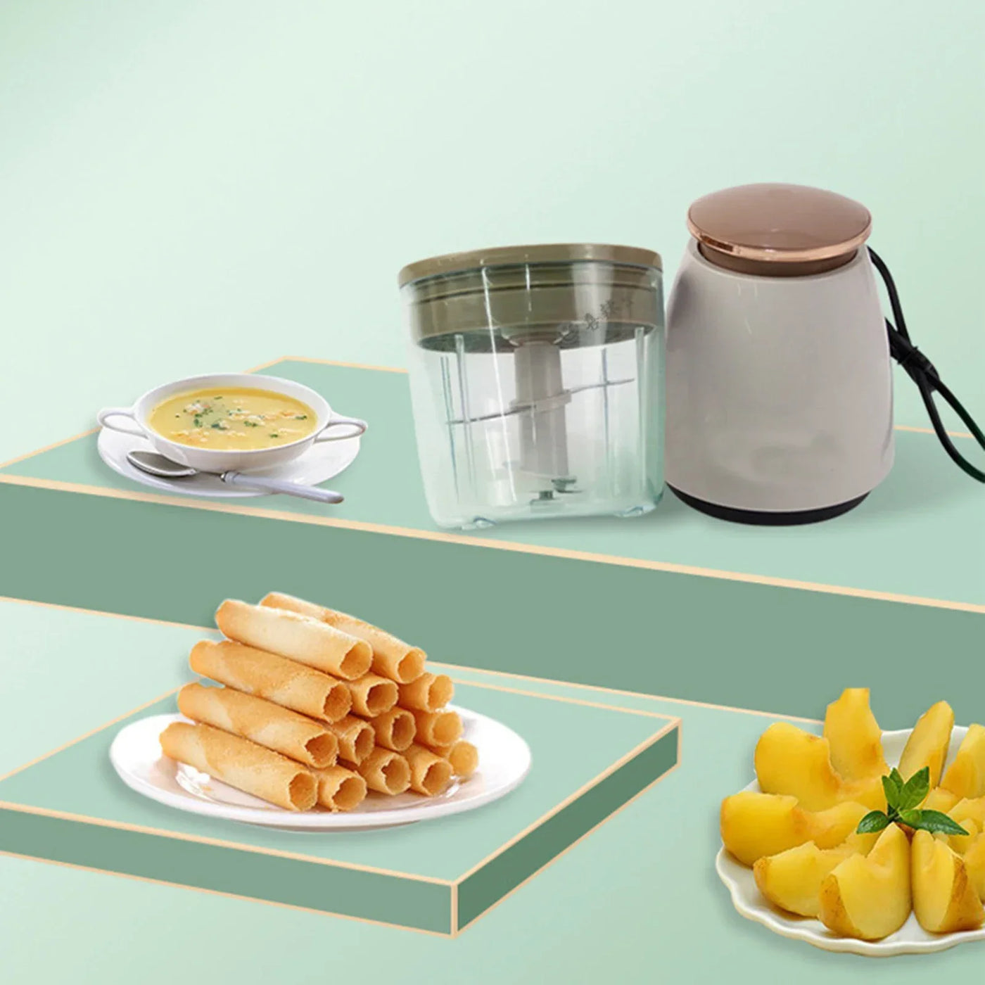 Electric Garlic Chopper Kitchen Gadget Durable Portable Food Processor Blender Shredder for Nuts Meat Garlic Chili Peppers