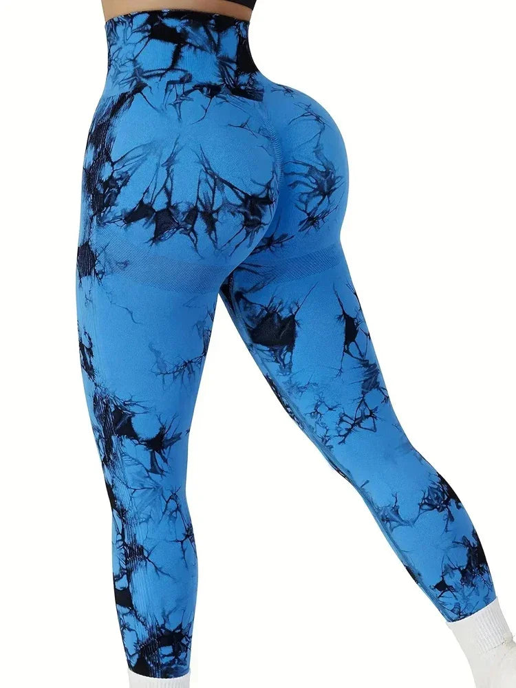 Women Tie Dye Gym Leggings Seamless Stretch