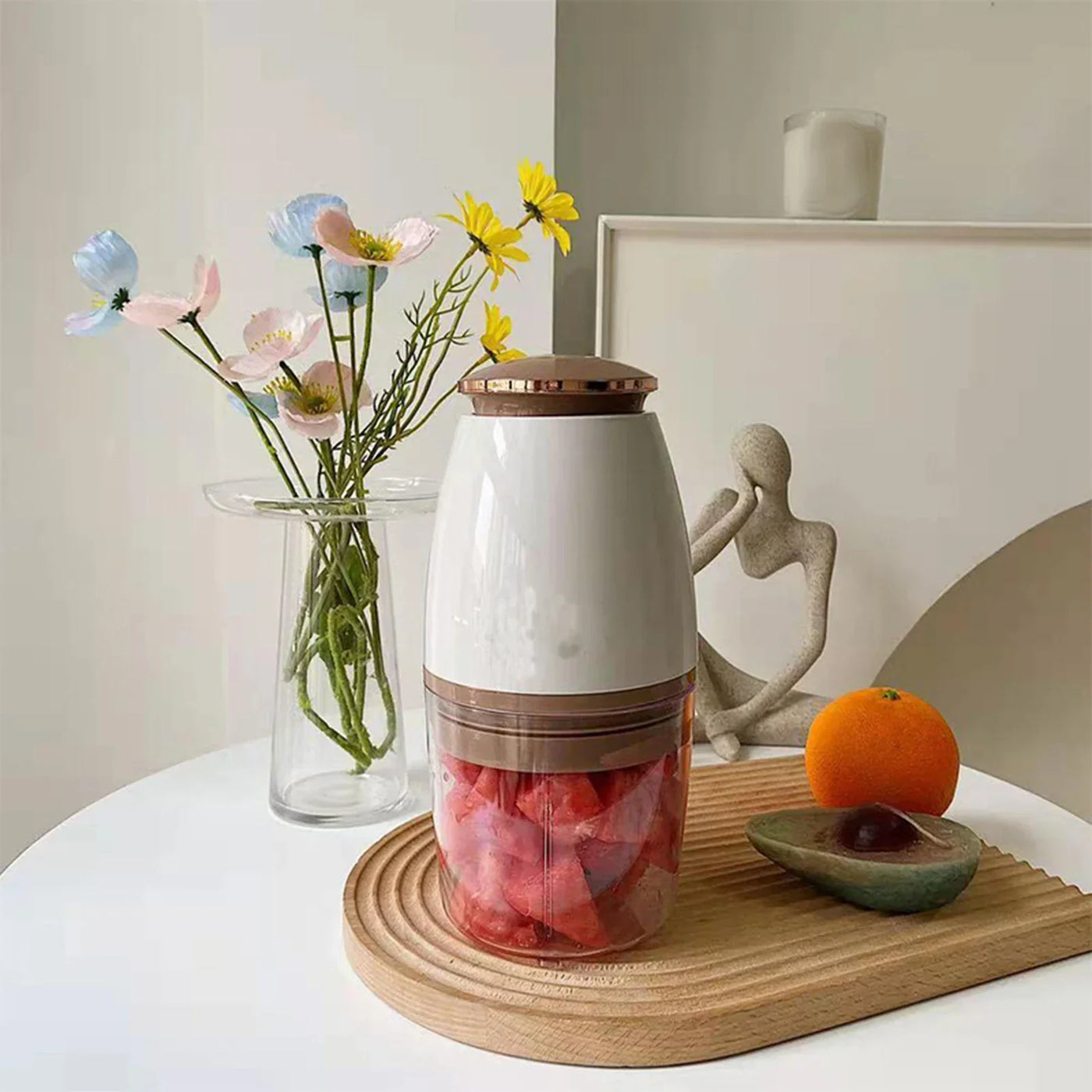 Electric Garlic Chopper Kitchen Gadget Durable Portable Food Processor Blender Shredder for Nuts Meat Garlic Chili Peppers