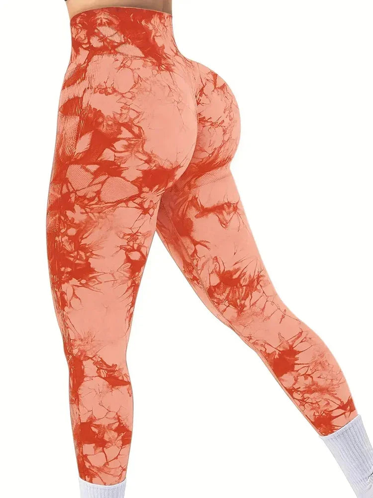 Women Tie Dye Gym Leggings Seamless Stretch