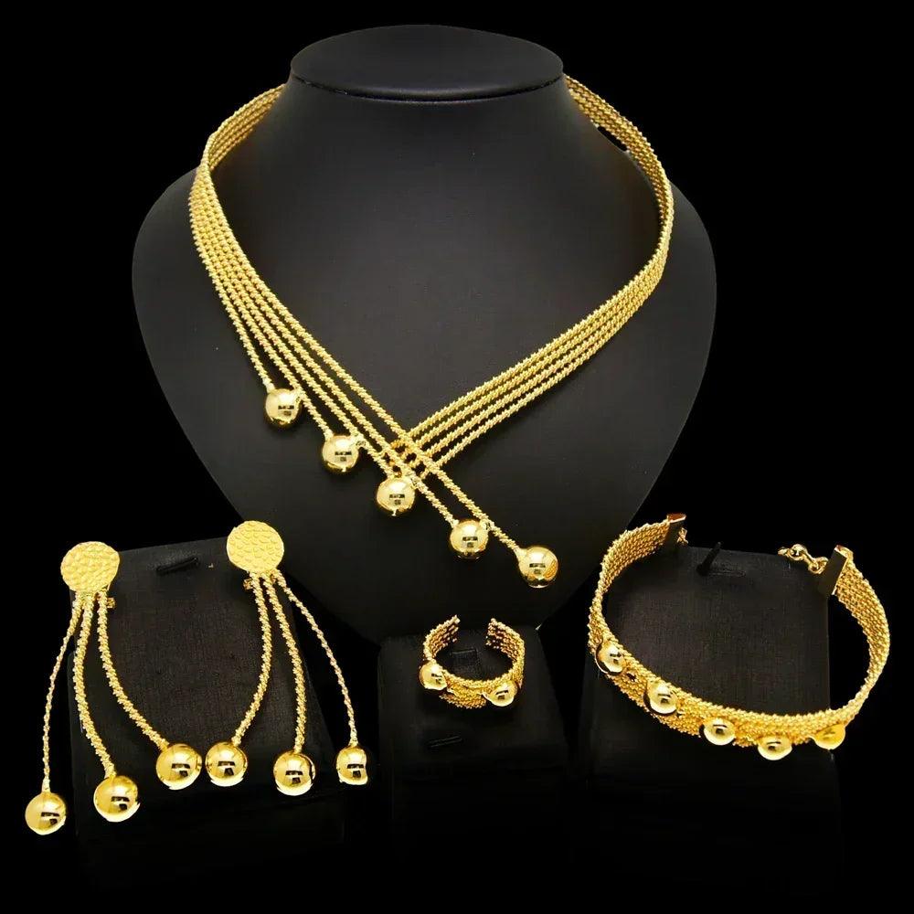 Women jewelry set latest brazilian gold plated earrings luxury necklaces mixed designs pie sets