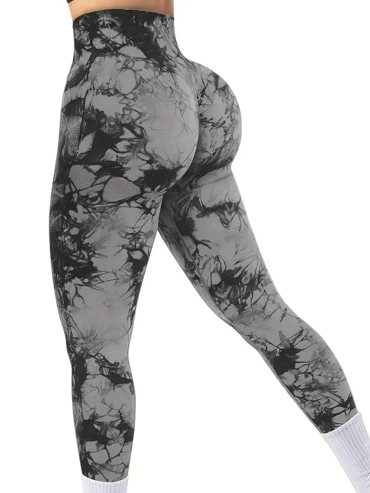 Women Tie Dye Gym Leggings Seamless Stretch
