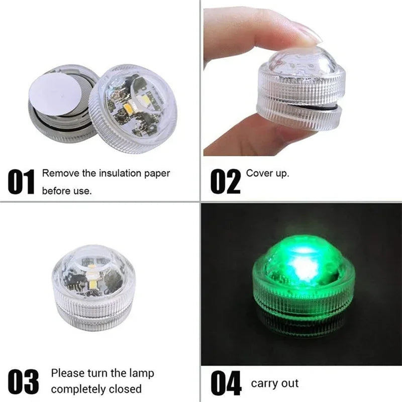 10 LEDs Submersible Light with Remote Control Battery Powered Underwater Night Lamp for Pool Vase Bowl Wedding Party Decoration
