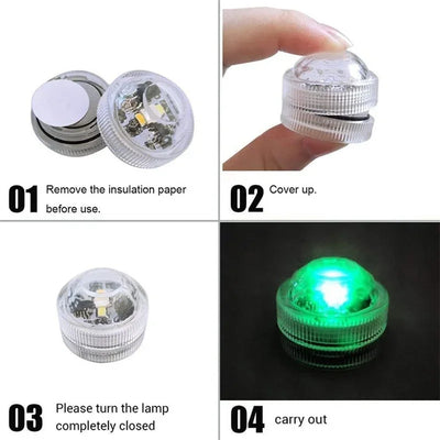 10 LEDs Submersible Light with Remote Control Battery Powered Underwater Night Lamp for Pool Vase Bowl Wedding Party Decoration
