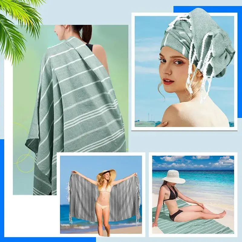 100X180cm Turkish Beach Towel Oversized Sand Free Tassel Quick Dry Swim Extra Large Light Travel for Adults Gifts Accessories ﻿