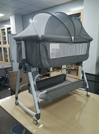 Multi Functional Baby Crib with Foldable Height Adjustment Splicing, Portable and Movable Bedside Swing, Cradle, Sleeping Bed