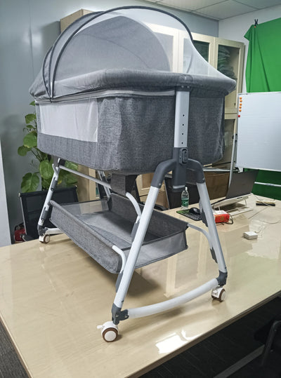 Multi Functional Baby Crib with Foldable Height Adjustment Splicing, Portable and Movable Bedside Swing, Cradle, Sleeping Bed