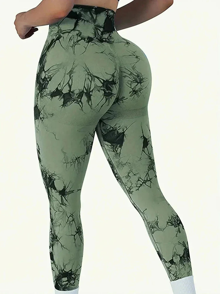 Women Tie Dye Gym Leggings Seamless Stretch