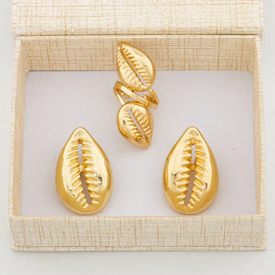 Fashion Women Jewelry Set for Women African Pendant Necklace and Earrings with Bangle Ring 4Pcs Set for Engagement Party Gifts