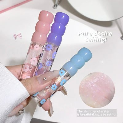 Shimmering Dewy Hydrating Lip Oil Gloss - Intense Moisturizer with Lightweight, Non-Sticky Shine - Perfect Long-Lasting Lip Care