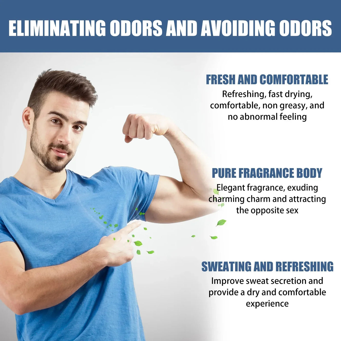 Antiperspirant Roll-On for Men Odor Remover Anti Excessive Sweat Prevent Bad Smell Refreshing Lasting Fragrance Deodorant Stick