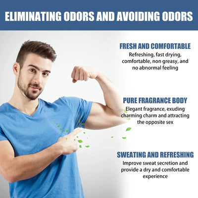 Antiperspirant Roll-On for Men Odor Remover Anti Excessive Sweat Prevent Bad Smell Refreshing Lasting Fragrance Deodorant Stick