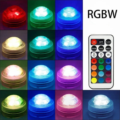 10 LEDs Submersible Light with Remote Control Battery Powered Underwater Night Lamp for Pool Vase Bowl Wedding Party Decoration