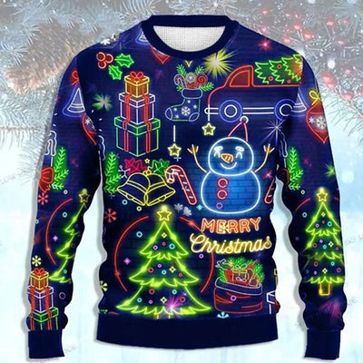 Ugly Christmas Sweater Men's Sweater Snowman Pullover Jumper New Years Eve Daily Vacation Long Sleeve Crewneck Fall Winter 2025