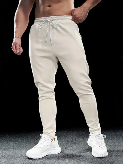 Men's athletic casual pants, simple, leg reflective strip design, elastic waistband, suitable for daily, running, multi-scene