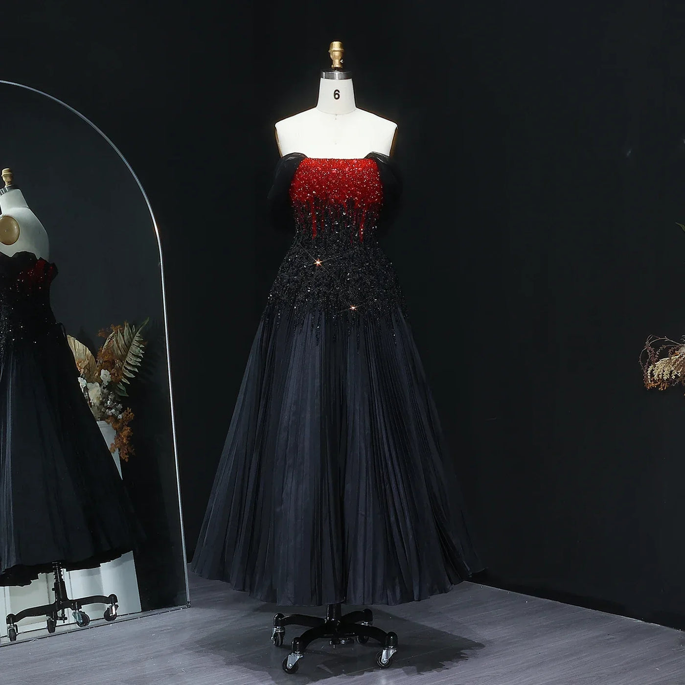 Sharon Said Luxury Beaded Black Green Strapless Dubai Evening Dress for Women Wedding Midi Formal Party Gowns SS224 Customized