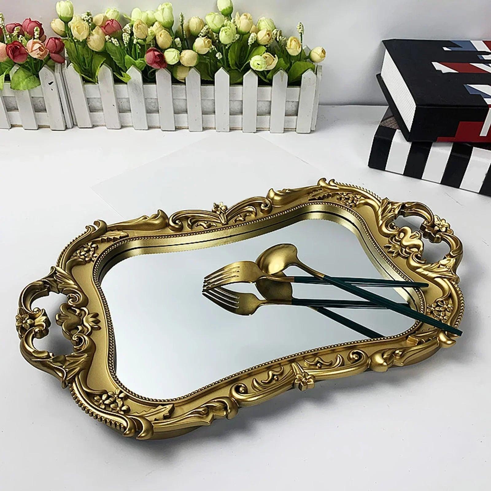 Art mirror decor tray jewelry serving for boho luxury miroir bedroom counter home decorative accessories