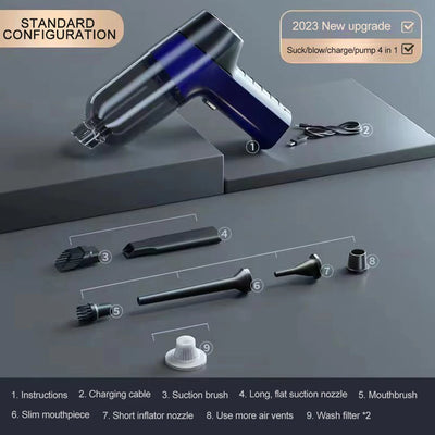 99000Pa Portable Compressed Air Duster 2 in 1 Air Blower & Vacuum Cleaner Cordless Duster Blower for Keyboard Computer Cleaning