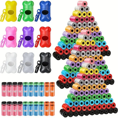 1200pcs Random Color Cartoon Paw Graphic Dog Poop Bags Pet Poop Bags Leak-Proof Dog Waste Bags For Pet Supplies