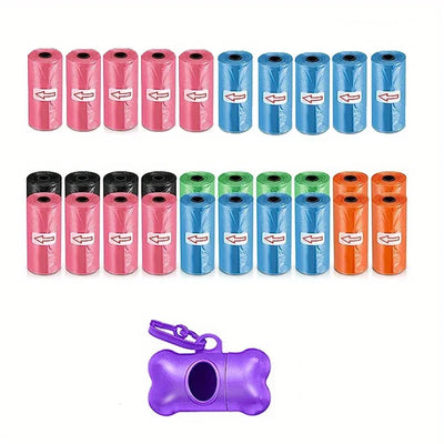 1200pcs Random Color Cartoon Paw Graphic Dog Poop Bags Pet Poop Bags Leak-Proof Dog Waste Bags For Pet Supplies