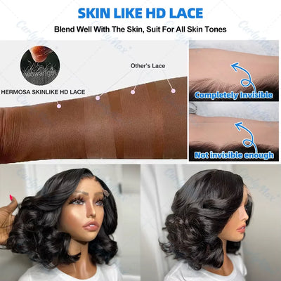 Short Human Hair Wigs Bob Wig 13x4 Loose Wave Frontal Wig Lace Front Wigs  Body Wave 4X4 Lace Closure Human Hair Wig For Women