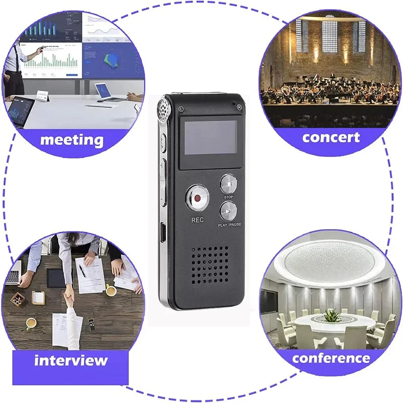 Digital Voice Activated Recorder with Playback 8GB MP3 Player Sound Audio Recorder Professional Mini USB Flash Drive Recording