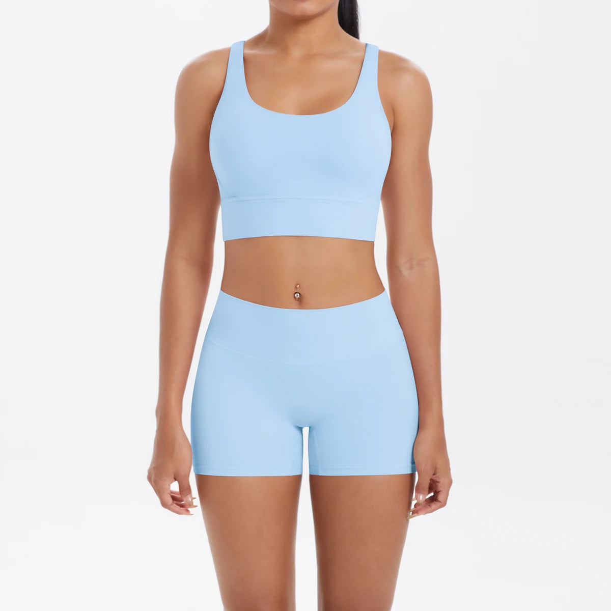 2PCS Yoga Suit Sports Set Fitness Shock-absorbing Cross Shoulder Straps Quick Drying Sport Brassiere Cycling Workout Gym Shorts