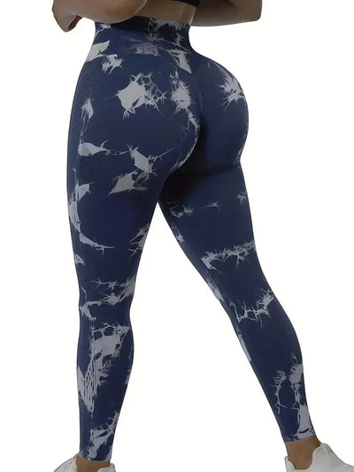 Women Tie Dye Gym Leggings Seamless Stretch