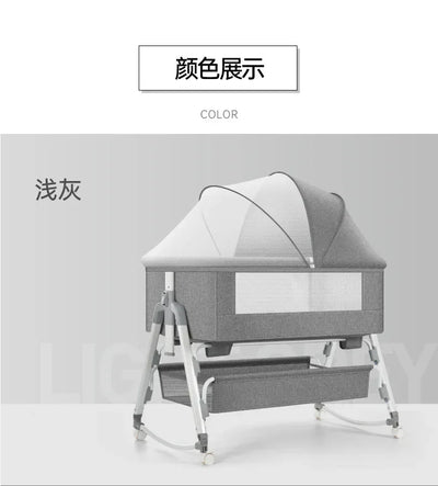 Multi Functional Baby Crib with Foldable Height Adjustment Splicing, Portable and Movable Bedside Swing, Cradle, Sleeping Bed
