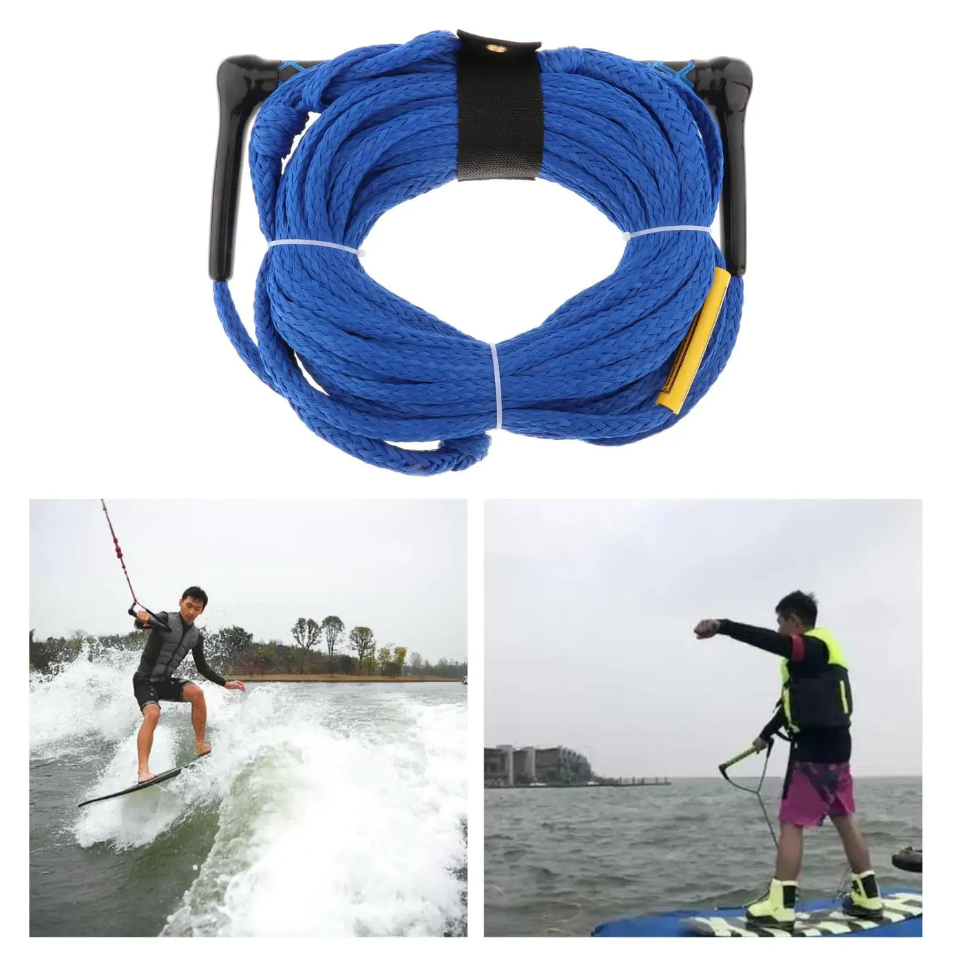 Water Ski Rope 23M Floating Surf Rope Floatable Tow Ropes with Grip Wakesurf Rope Accessories Lightweight for Beach Water Sports