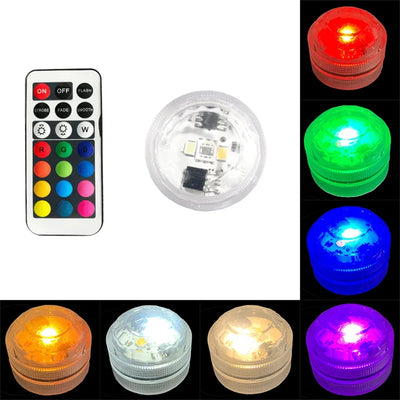 10 LEDs Submersible Light with Remote Control Battery Powered Underwater Night Lamp for Pool Vase Bowl Wedding Party Decoration