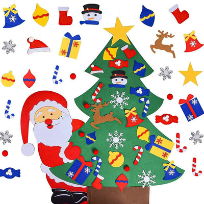 Thanksgiving Felt Tree Ornaments Wall Hanging Decorations for Home Felt Christmas Tree Xmas Ornaments Santa Claus Xmas Kids Gift