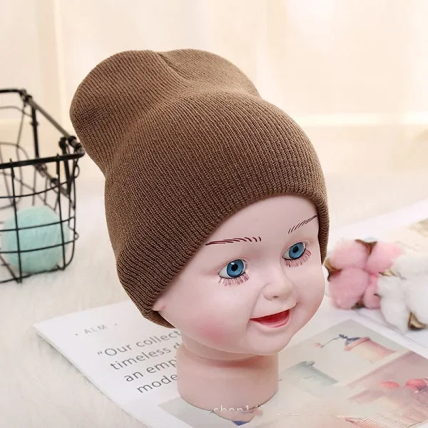 Solid Beanies Hat for Kids Baby Girls Boys Autumn Winter Caps Warm Soft Candy Knitted Bonnet Hats Skullies Toddler Children Cap