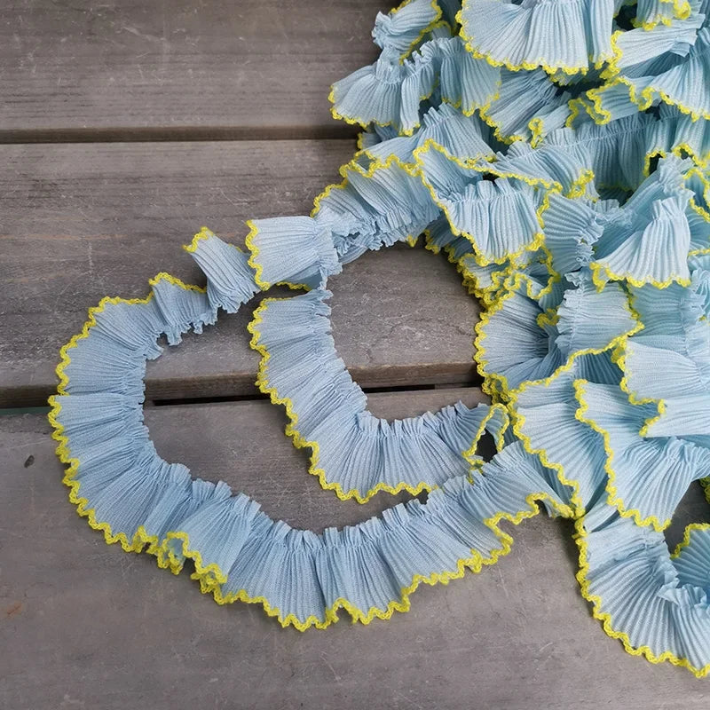 4M/lot 3cm Wine red/pink/Beige Chiffon Pleated Lace Dog Tooth Ruffle Lace Trimming for Dress Pet Cloth Home Decoration X1496